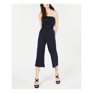 Material Girl Women’s Jumpsuit Romper Strapless Capri pants navy blue Junior's S